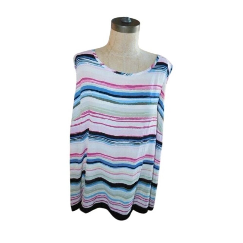 CJ Banks Size 3X Plus Size Artsy Vented Back Blouse Top NWT $39